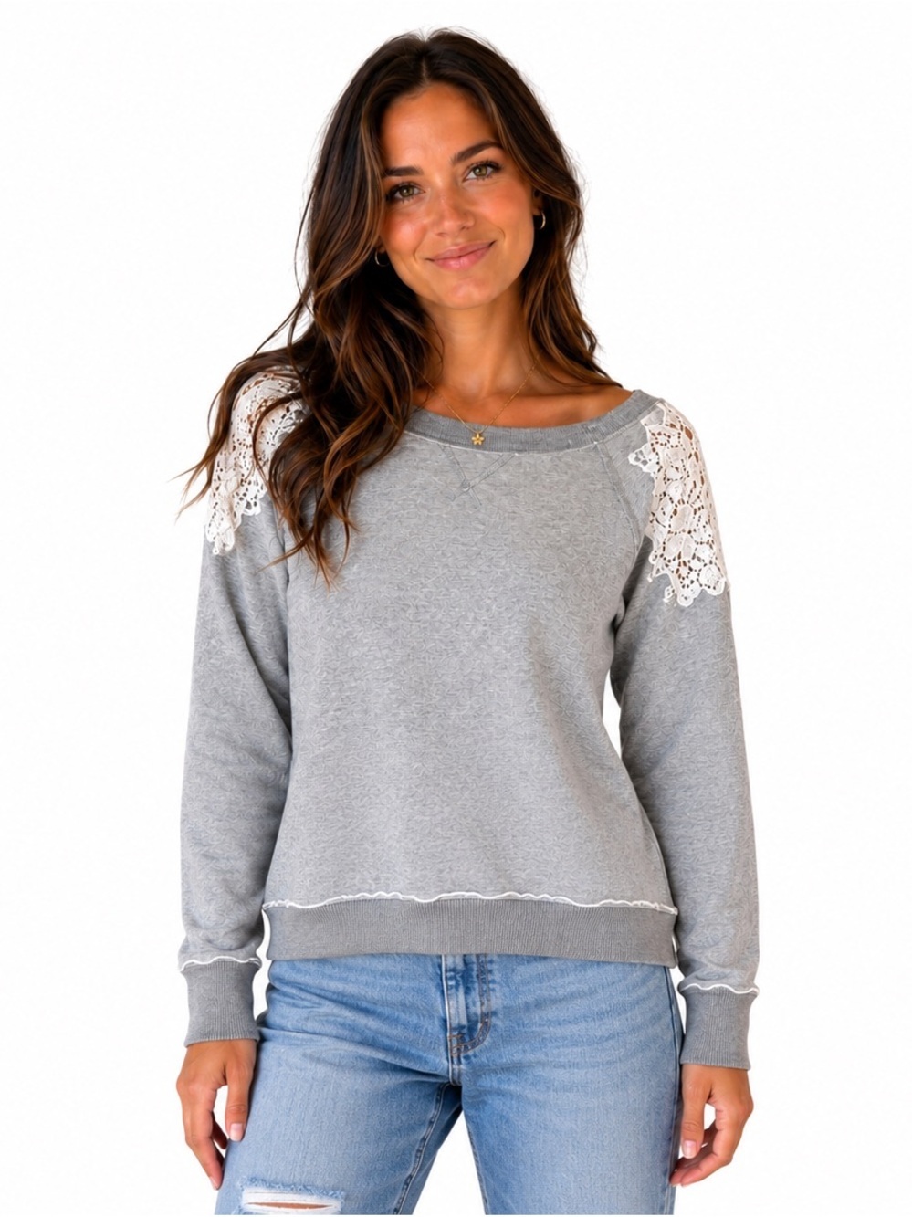 Free People Angel Tattered sweater in gray Size Small